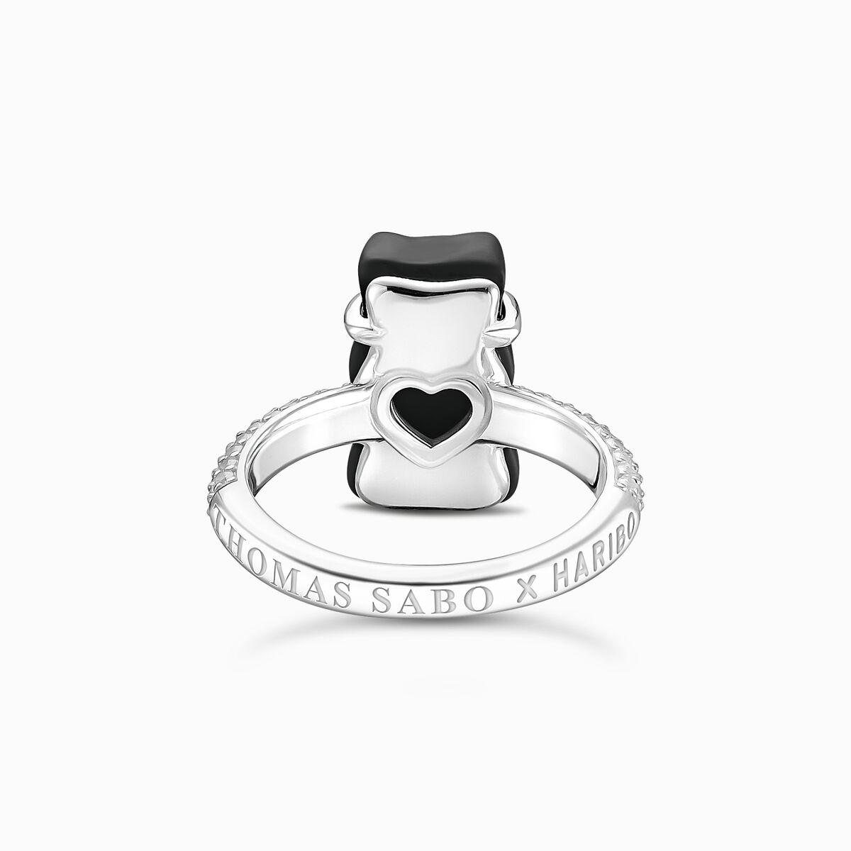Silver ring with black Goldbear and zirconia