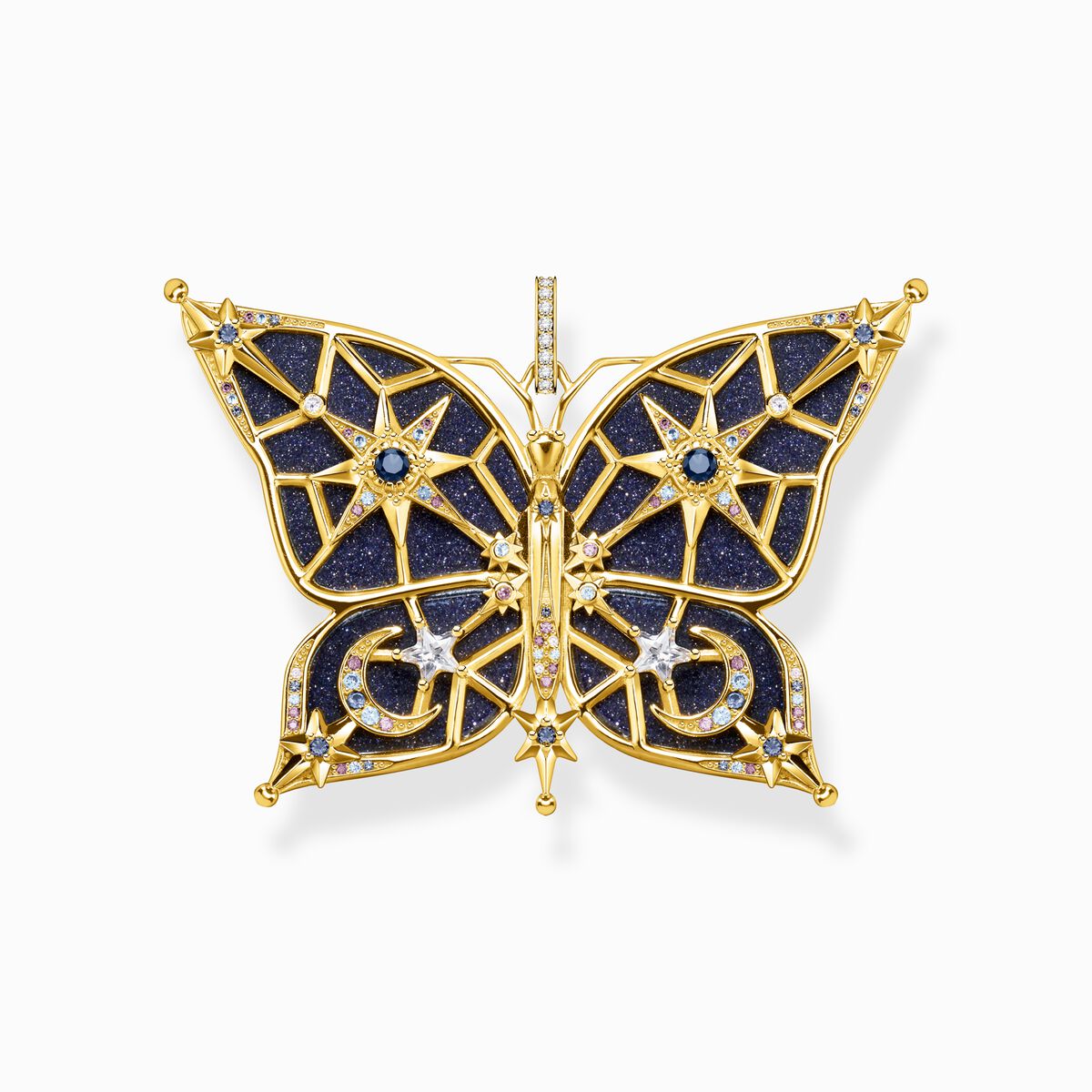 Pendant butterfly star & moon gold