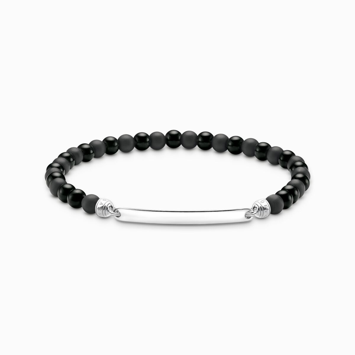 Engravable bracelet with obsidian beads