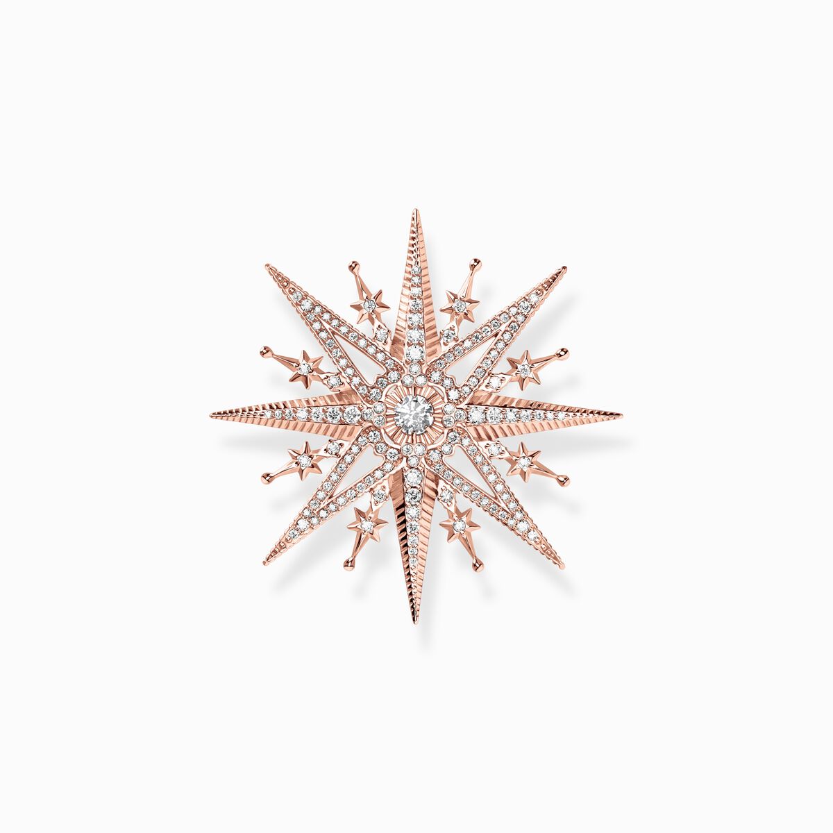 Brooch star with pink stones rose gold