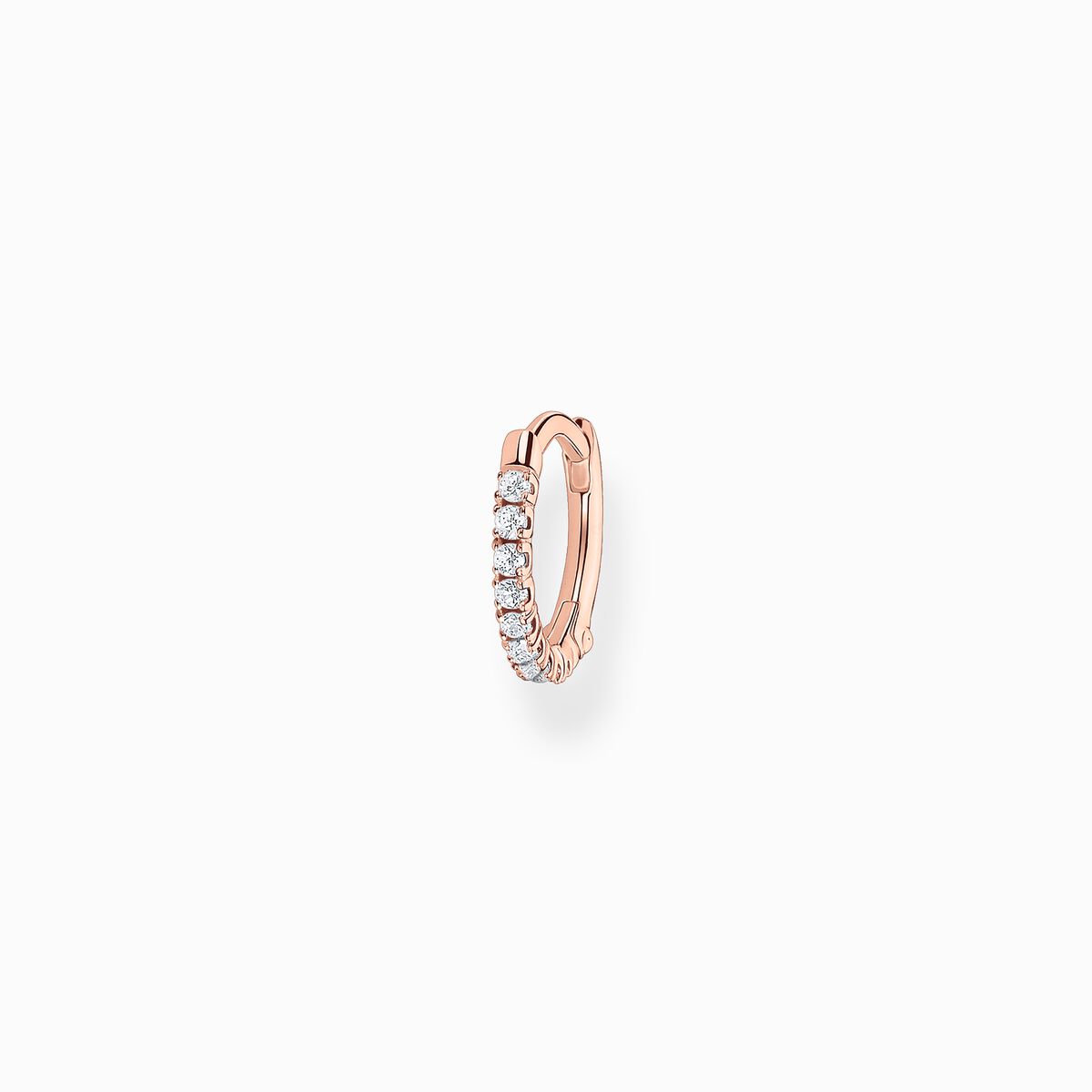 Single hoop earring white stones rose gold