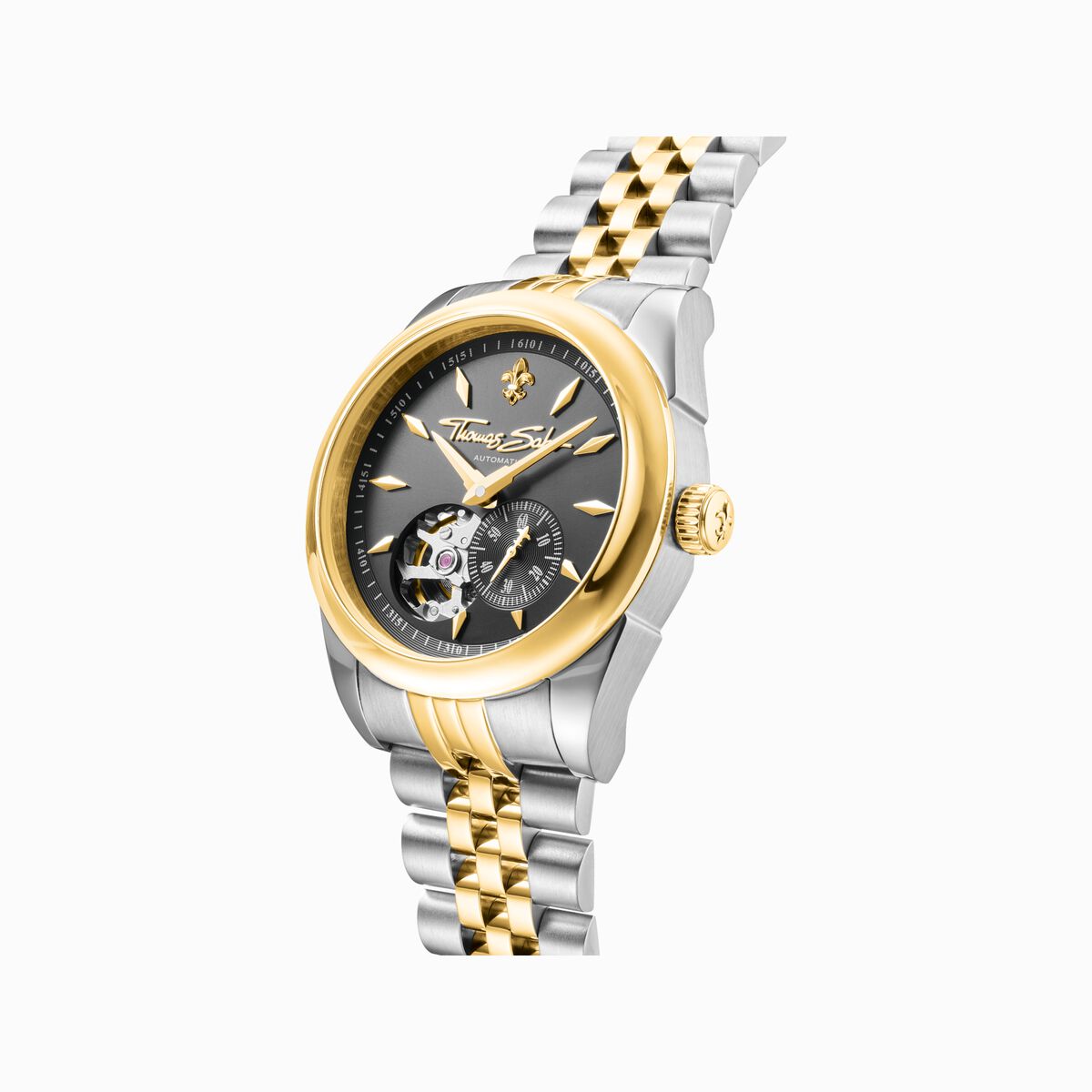 Bicolour automatic watch with 36 mm and lilies emblem