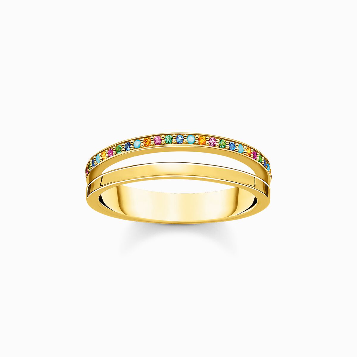 Ring double coloured stones gold