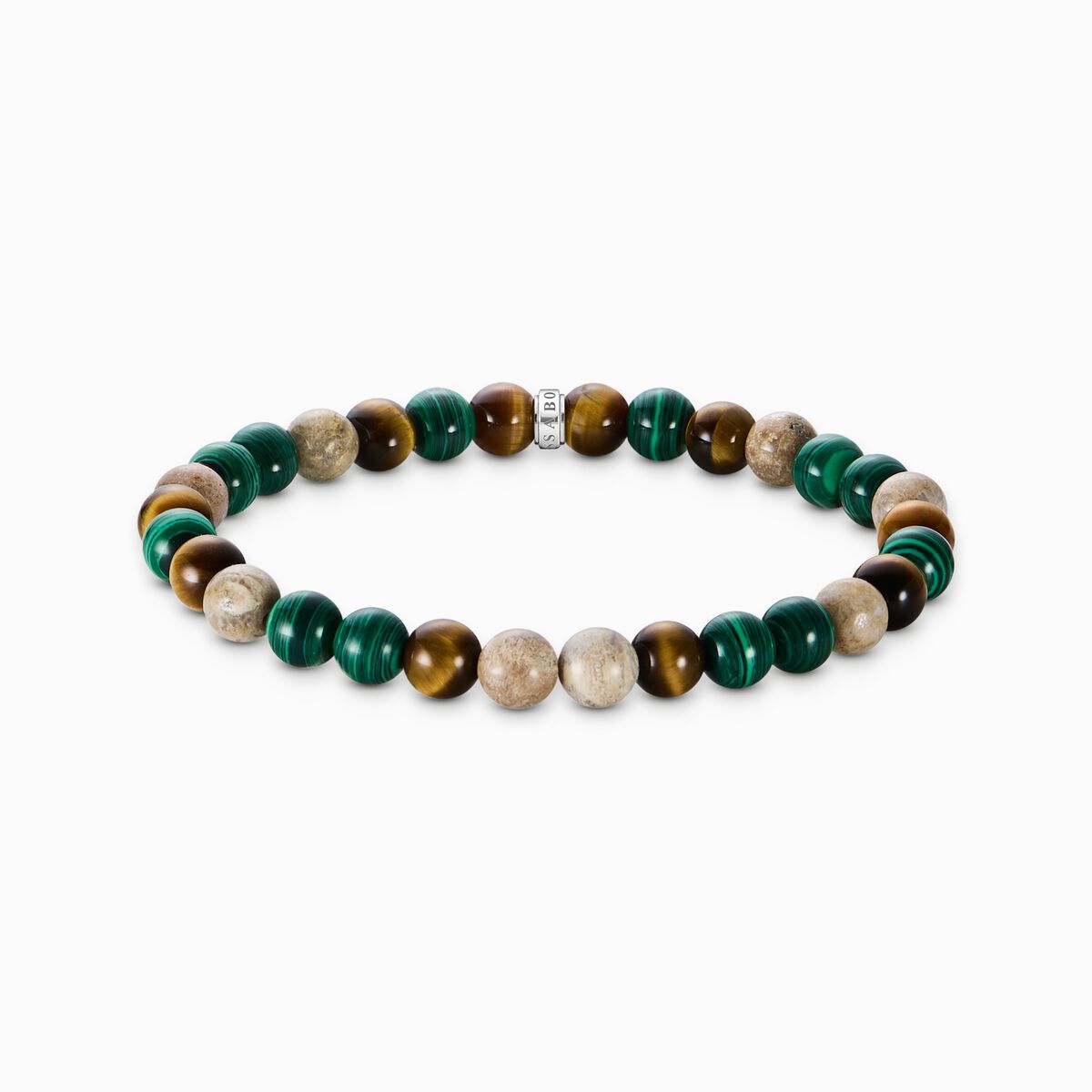 Bracelet with earth and green beads 7 mm