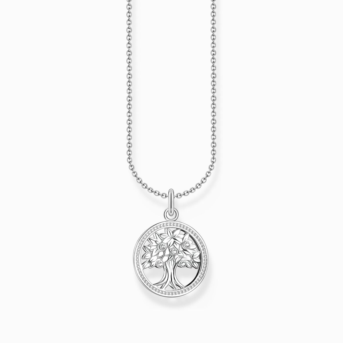 Silver necklace with tree of love pendant and white zirconia