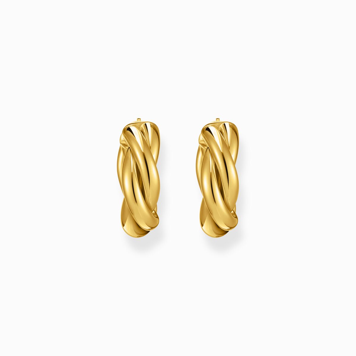 Gold-plated hoop earrings in intertwined design