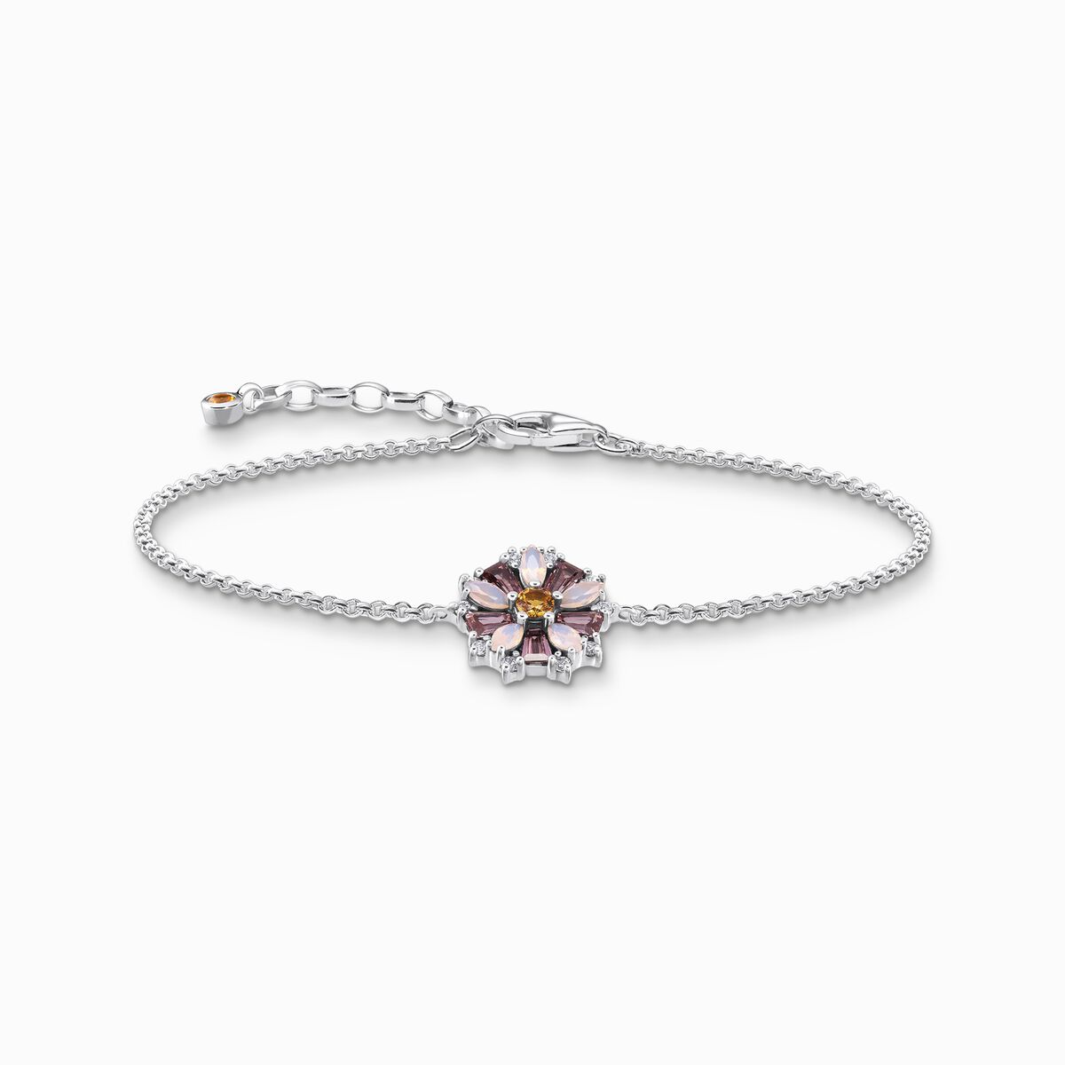 Bracelet flowers colourful stones silver