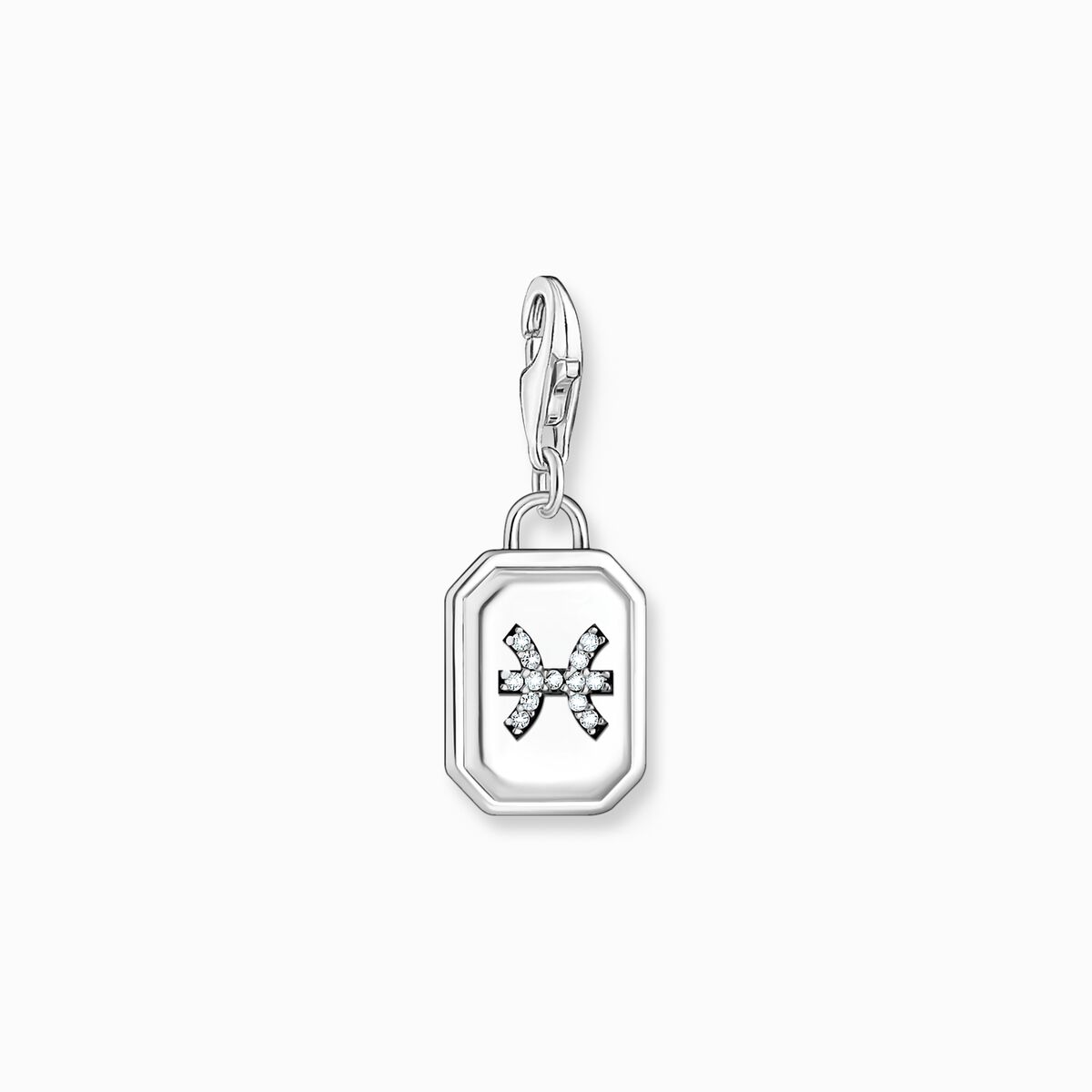 Silver charm pendant zodiac sign Pisces with zirconia