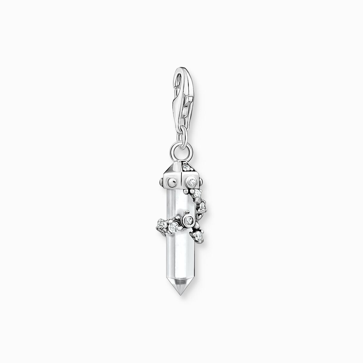 Charm pendant milky quartz silver