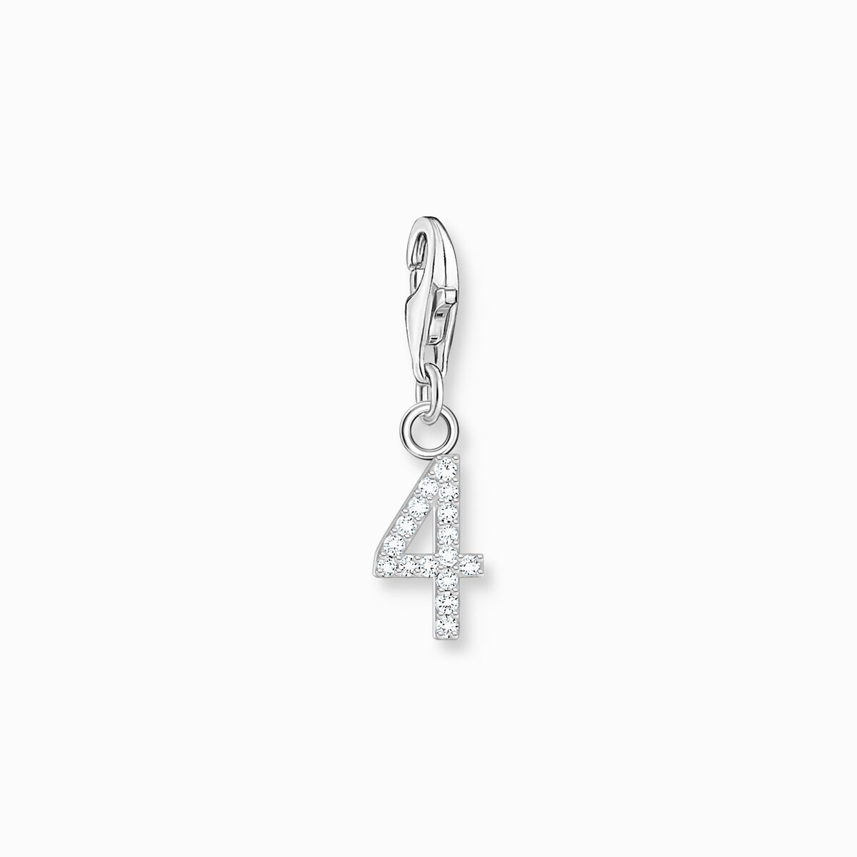 Silver charm pendant number 4 with zirconia