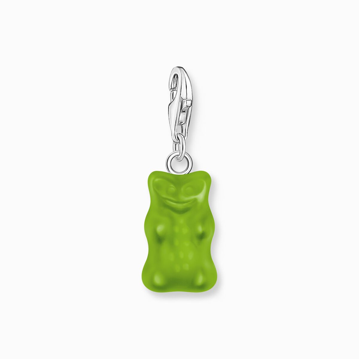 Silver charm pendant goldbears in green
