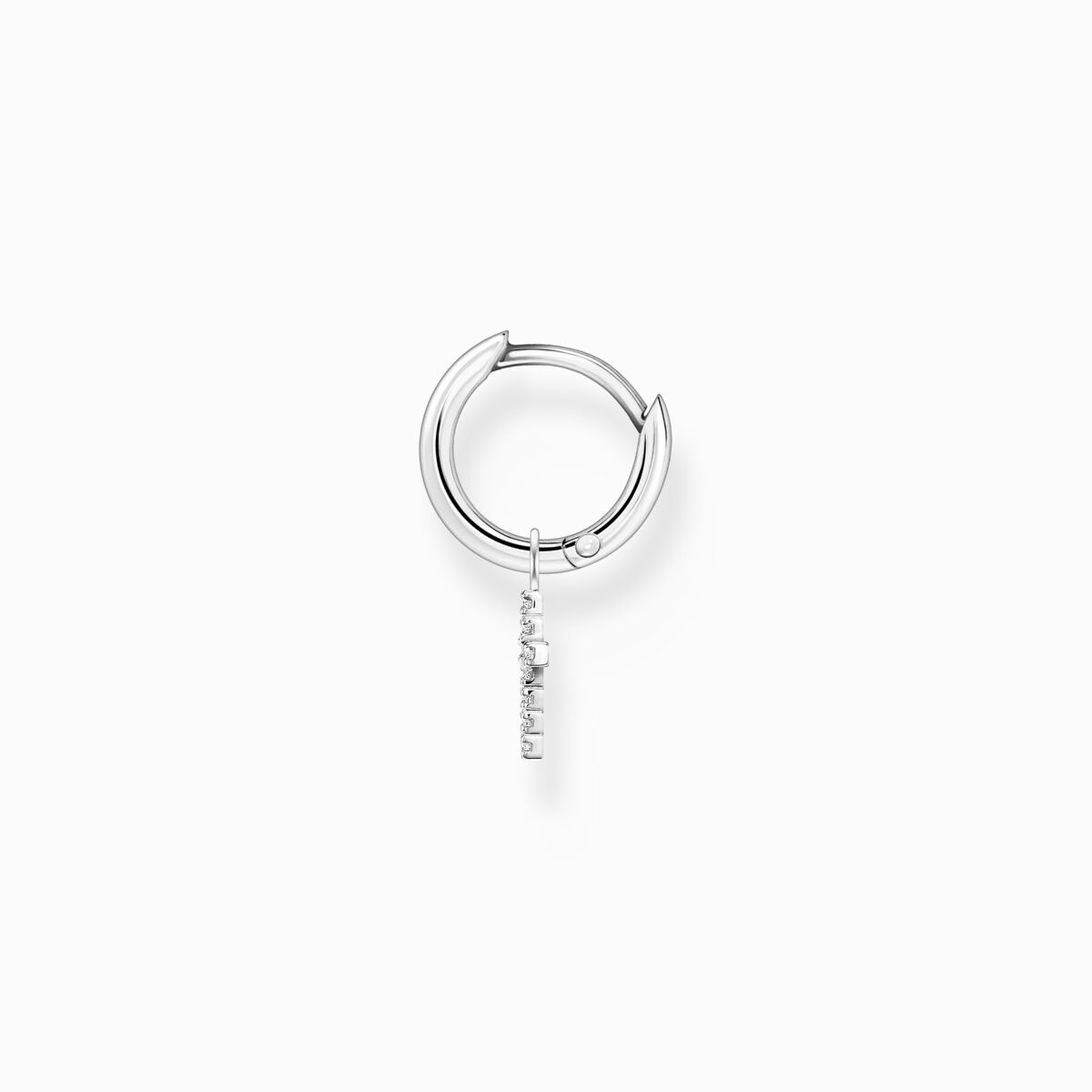 Single hoop earring with cross prendant silver