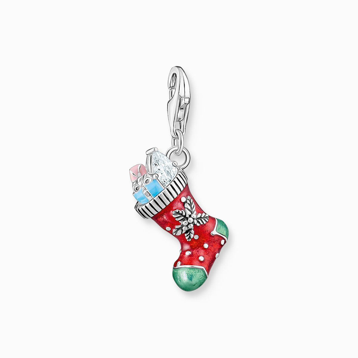 Silver Christmas sock charm pendant
