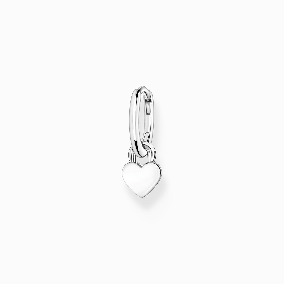 Single hoop earring with heart pendant silver