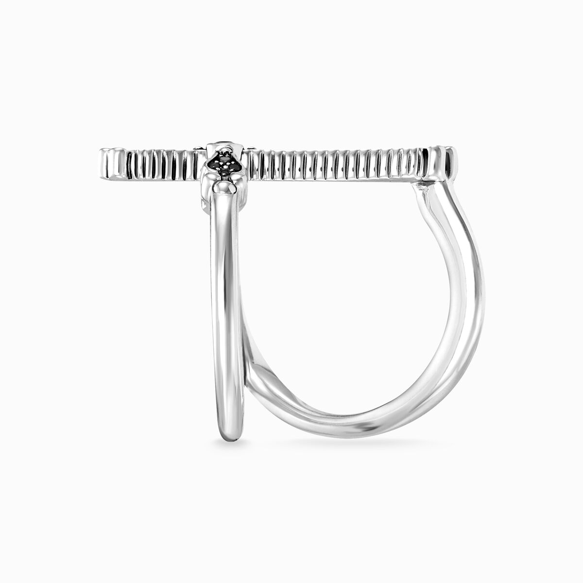 Ring royalty cross black stones