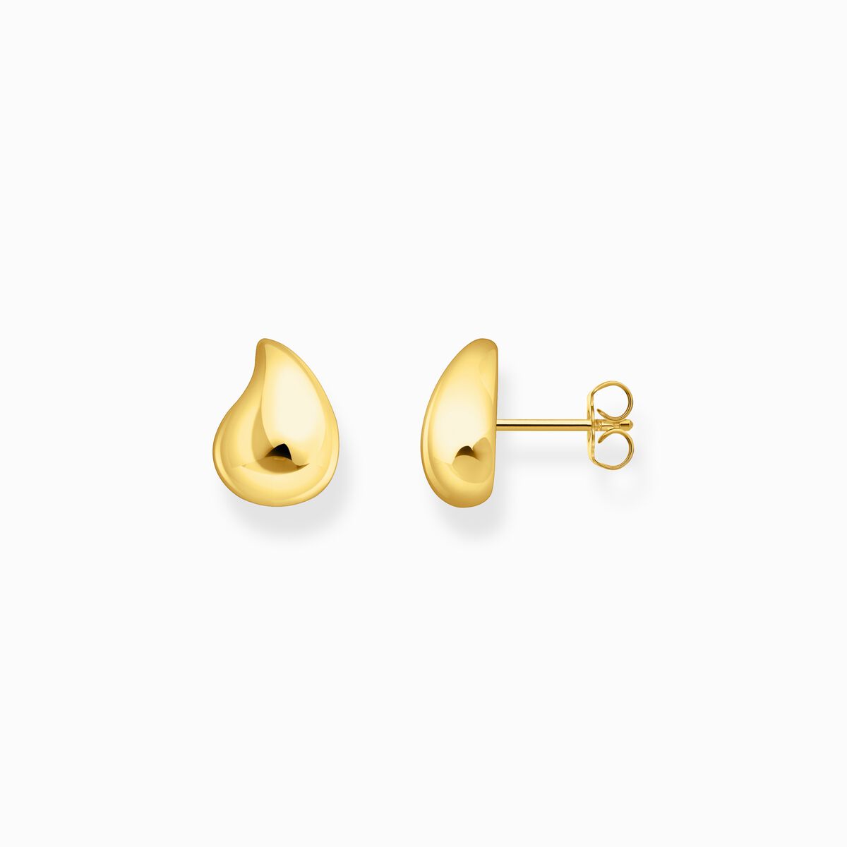 Small gold-plated ear studs in organic shape