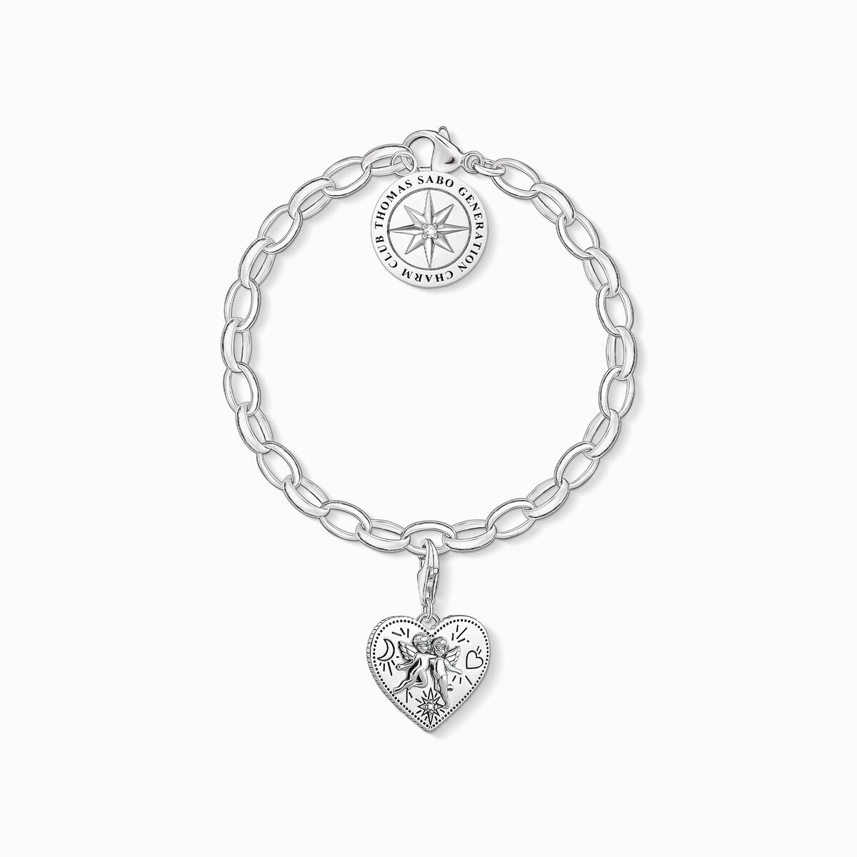 Charm bracelet with pendant angel silver