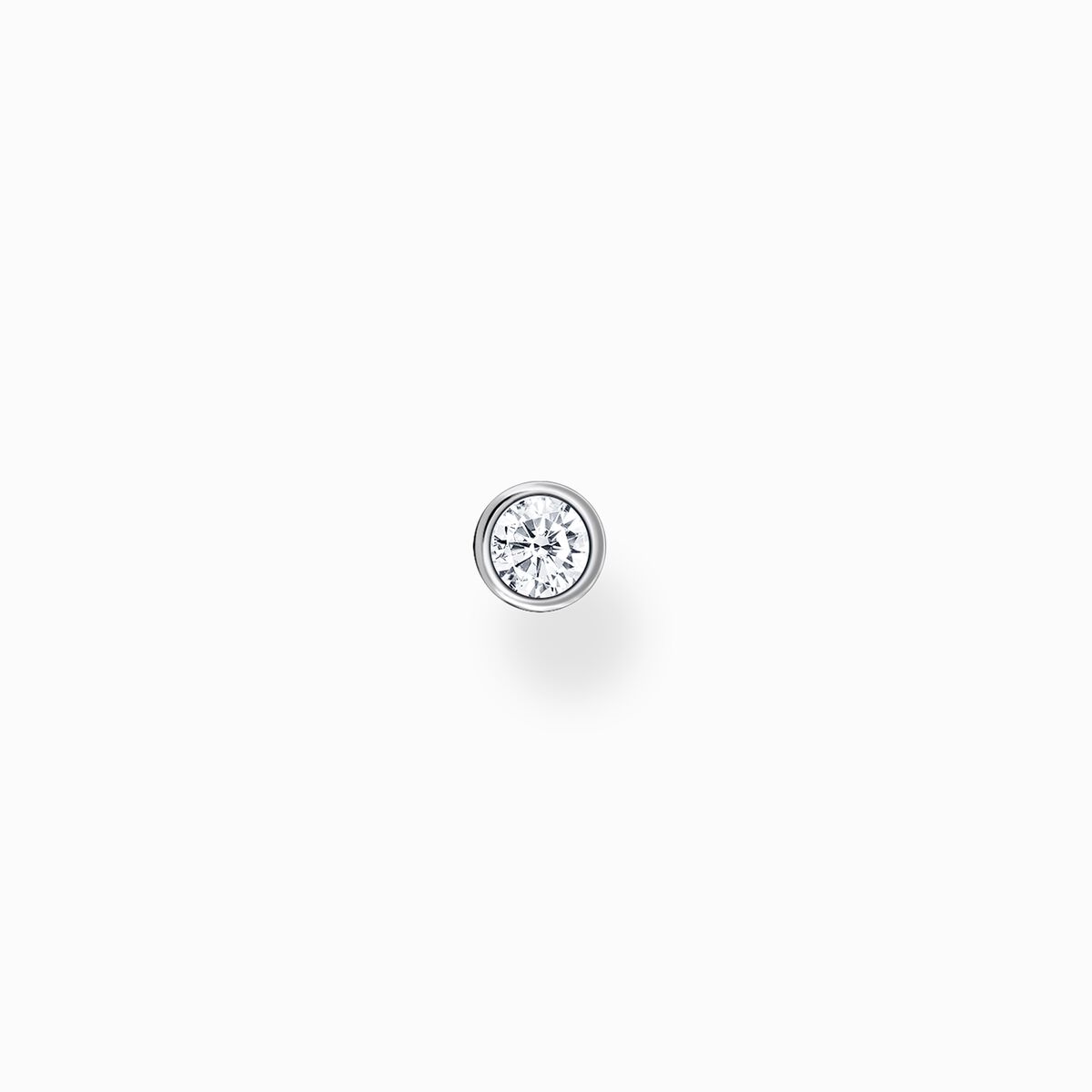 Single ear stud white stone silver