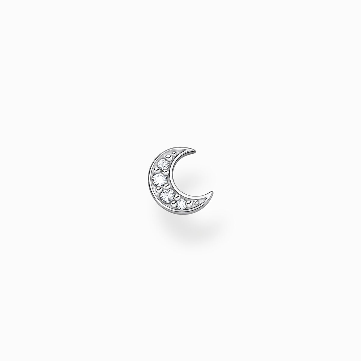 Single ear stud moon pavé silver