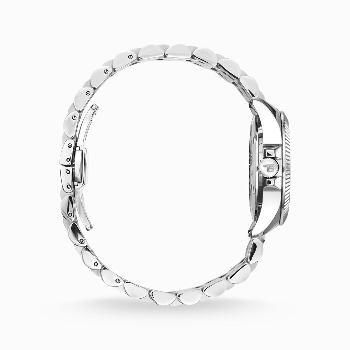Women’s watch flowers from pastel colored stones silver-coloured