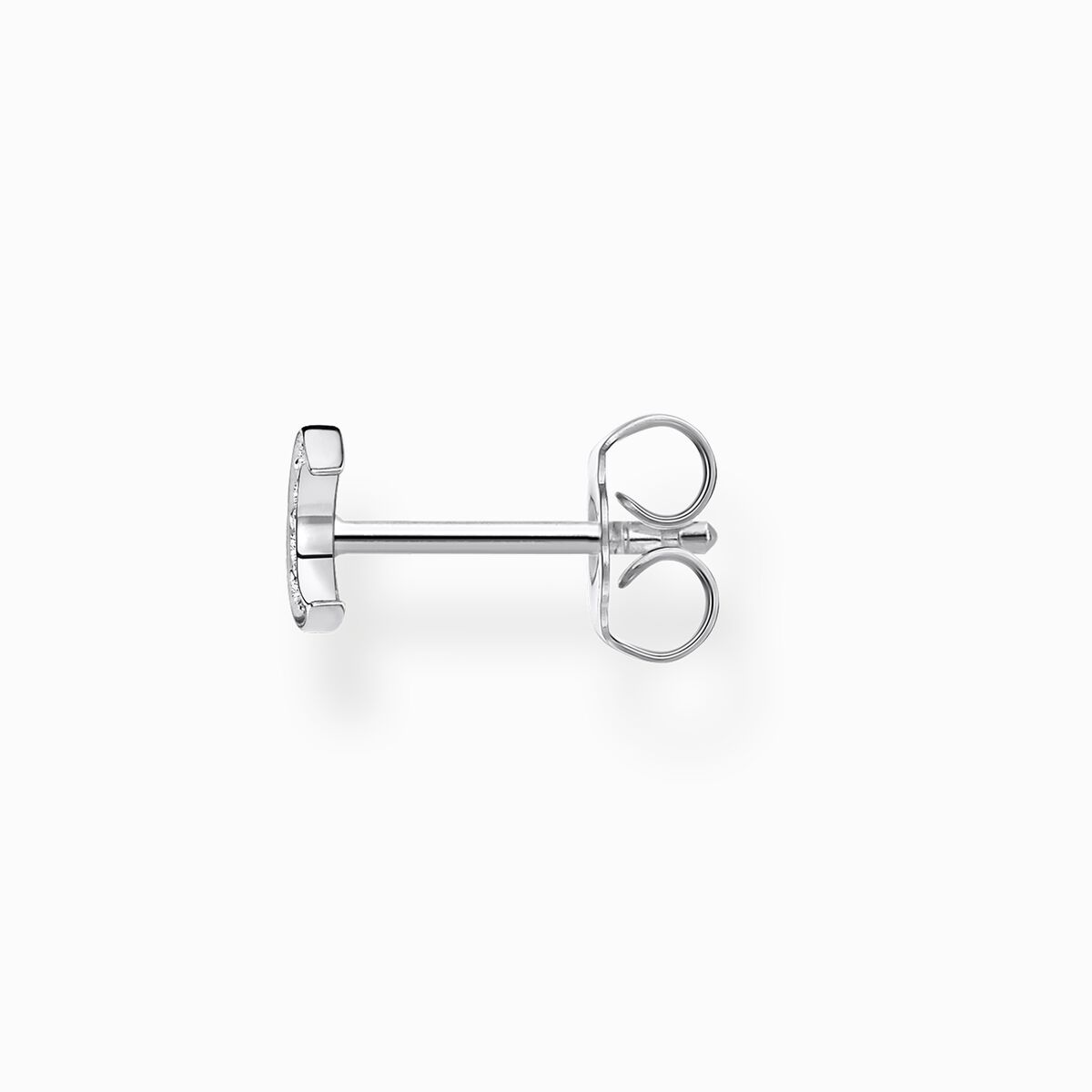 Single ear stud moon pavé silver