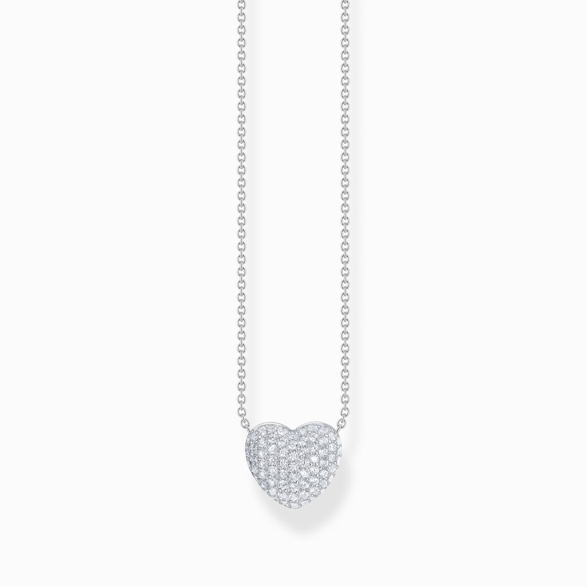 Silver neklace with heart pendant and white zirconia