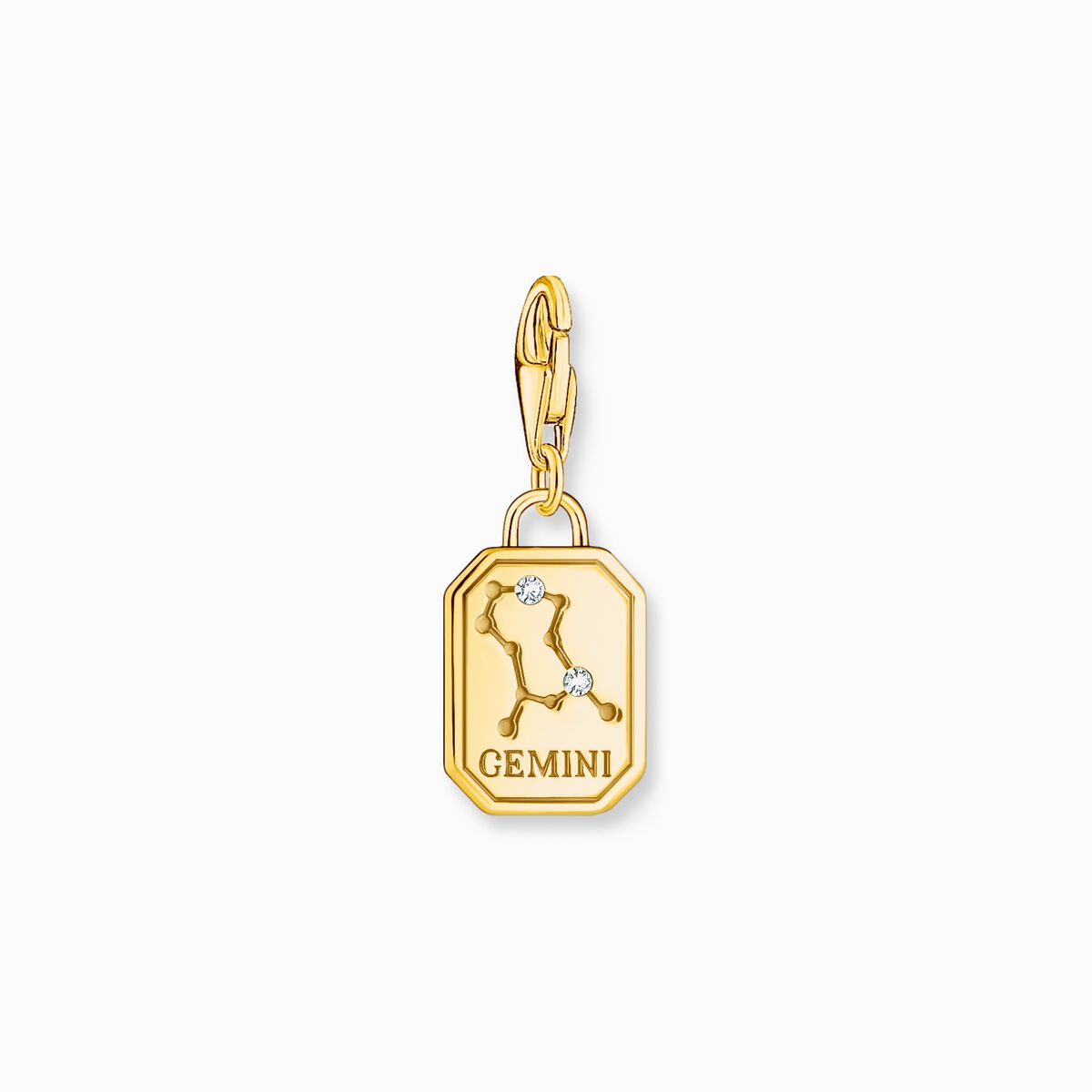 Gold-plated charm pendant zodiac sign Gemini with zirconia