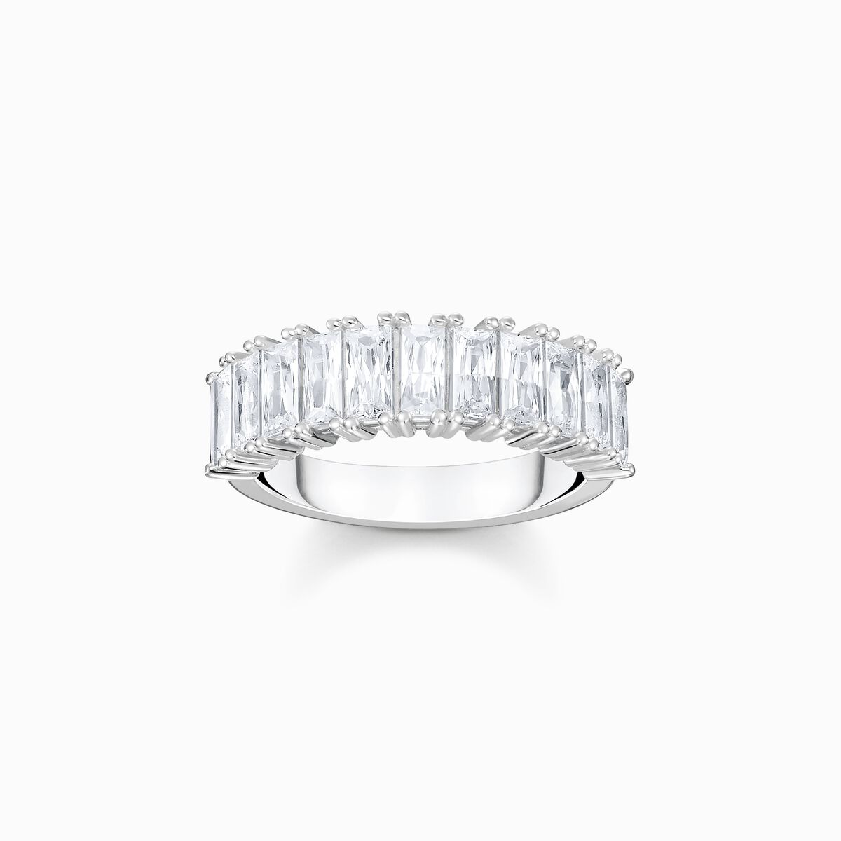 Ring with white stones pavé silver