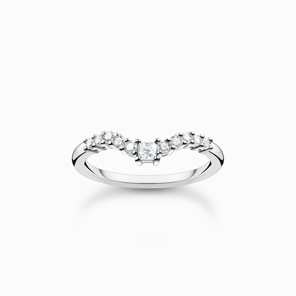 Ring with white stones silver