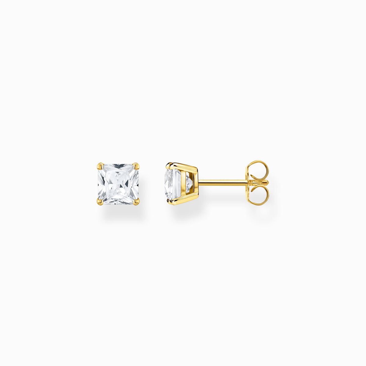 Ear studs with white stone gold plated