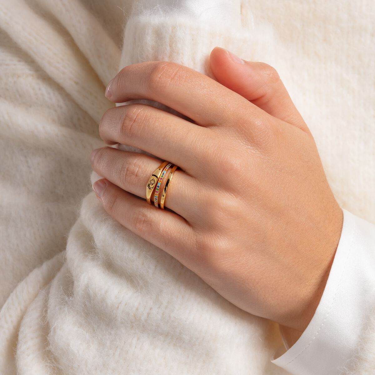 Ring double coloured stones gold