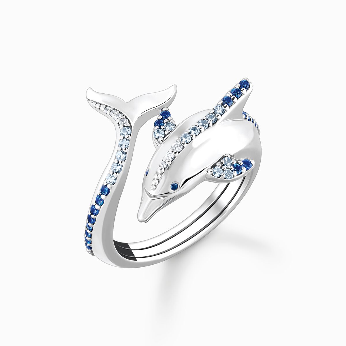 Ring dolphin with blue stones