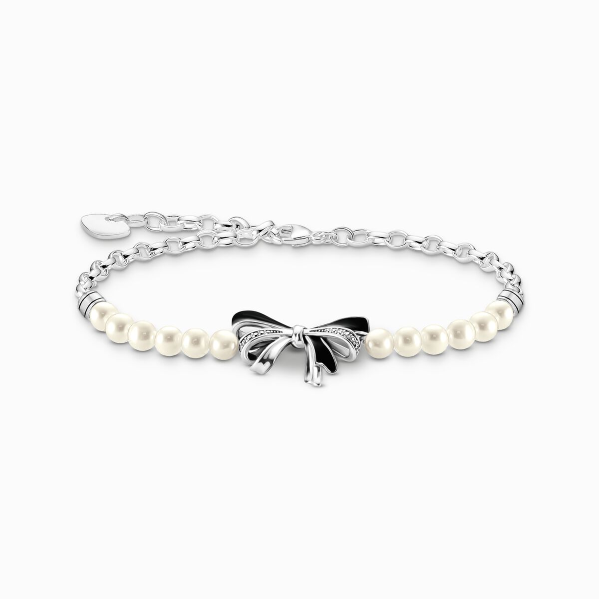 Silver bow bracelet with freshwater pearls Lovely Romance