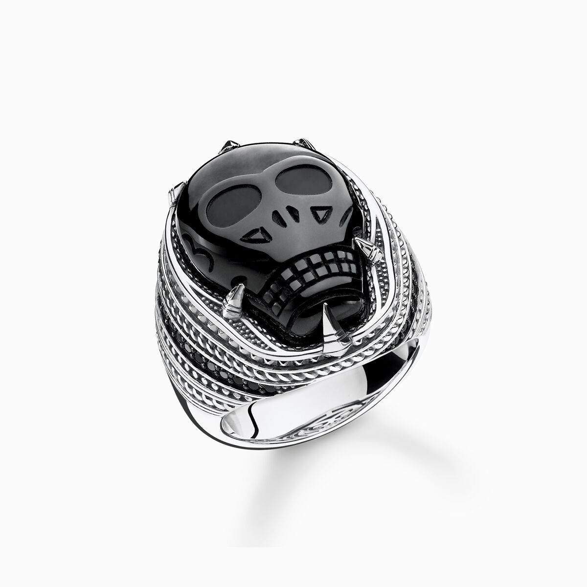 Ring obsidian skull