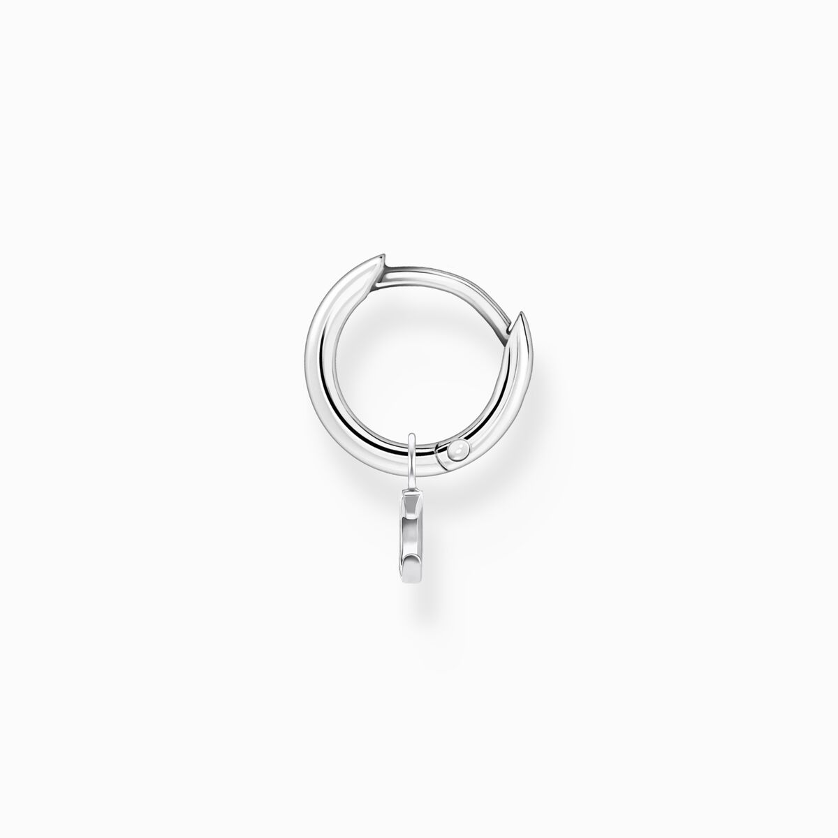Single hoop earring with moon pendant silver
