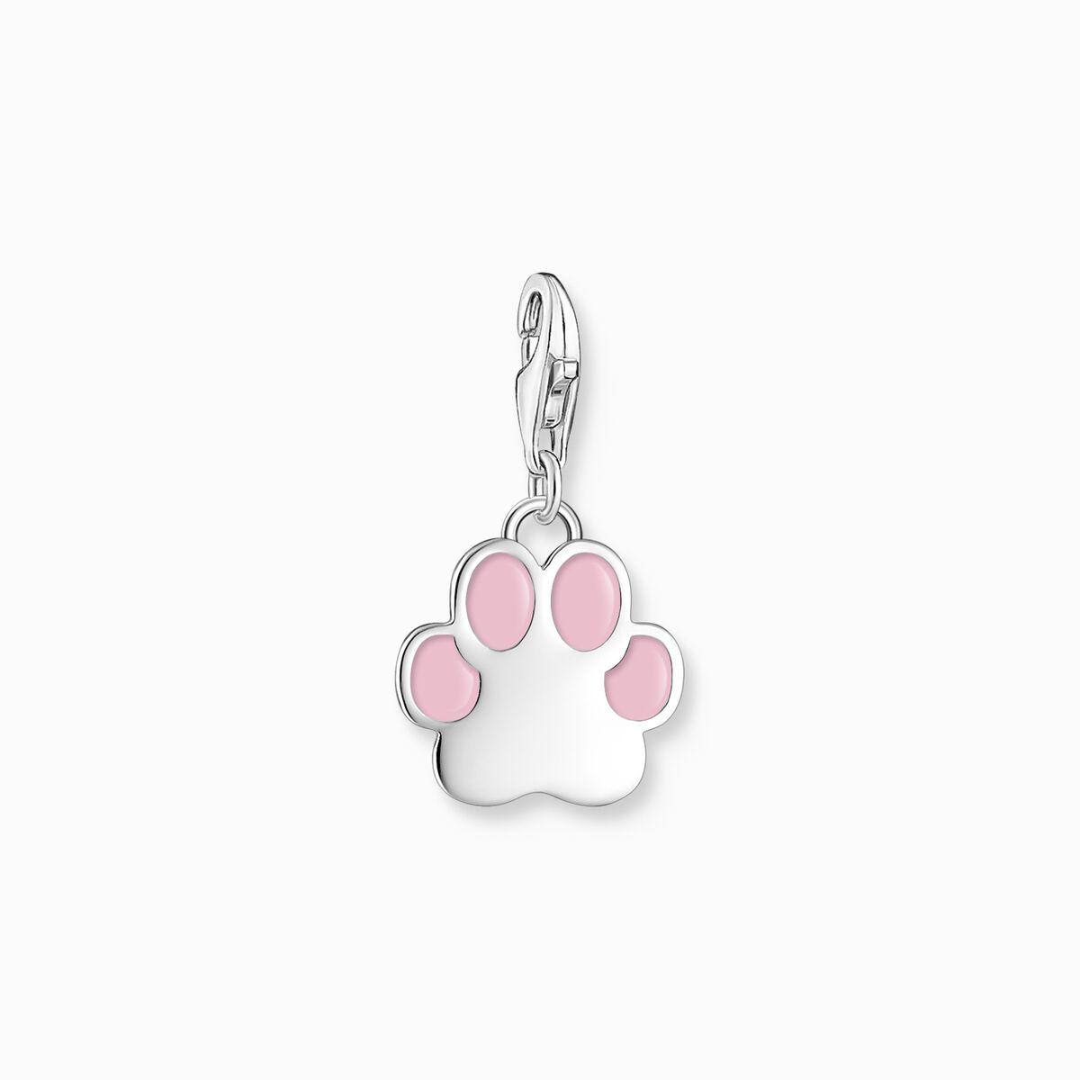 Charm pendant pink paw silver