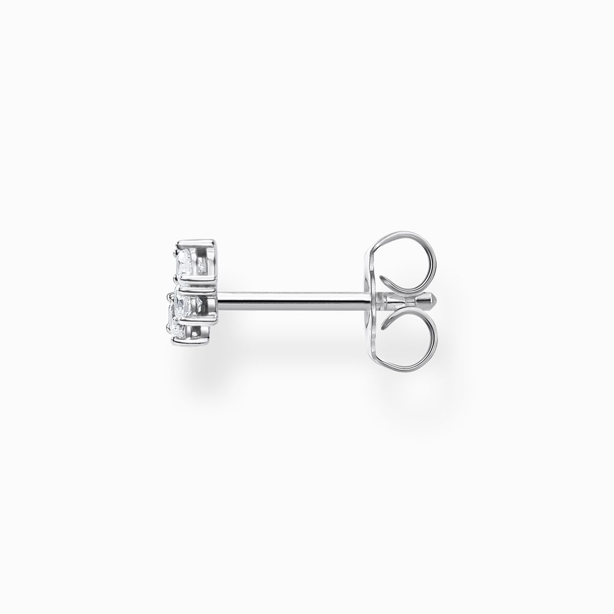 Single ear stud white stones, silver