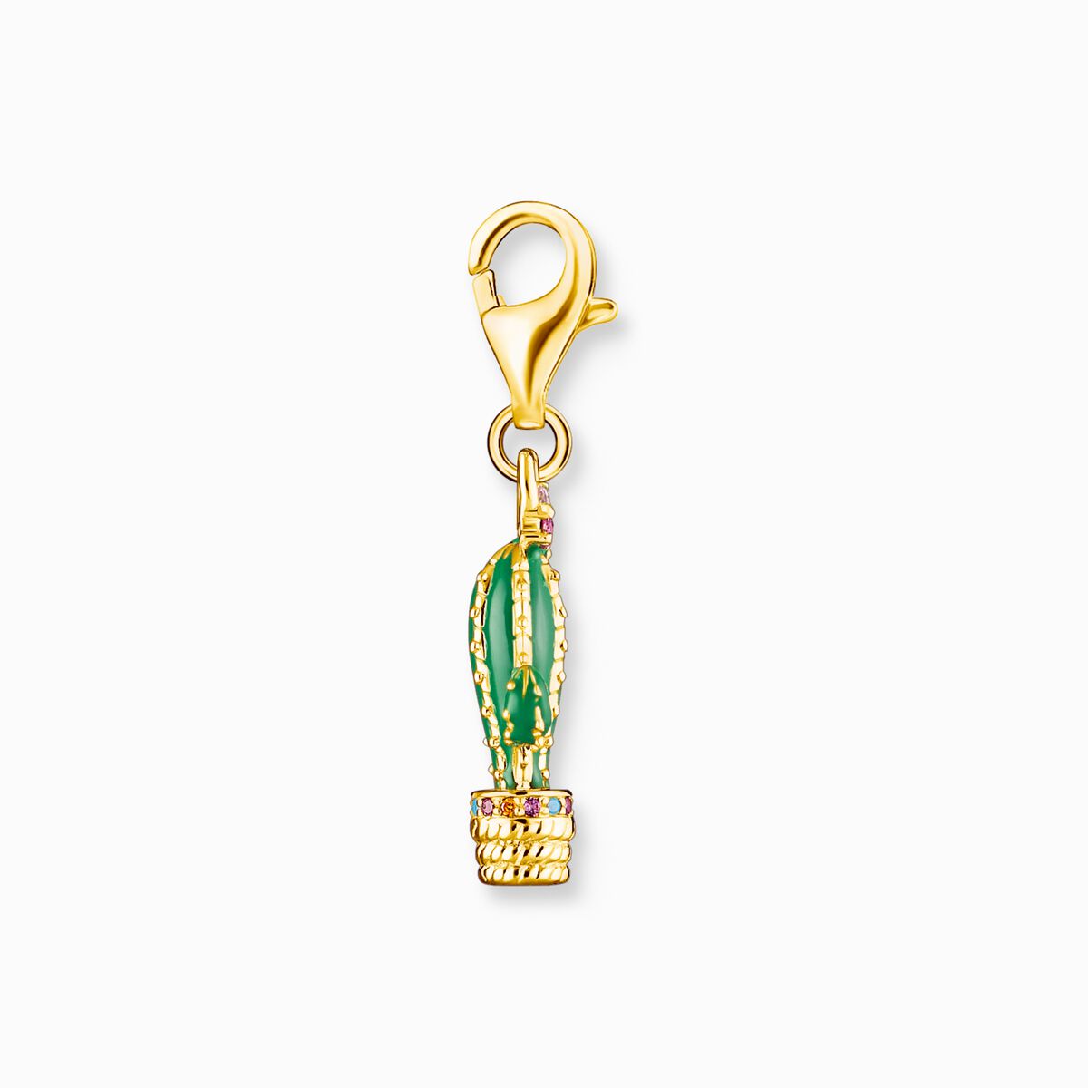 Charm pendant green cactus gold plated
