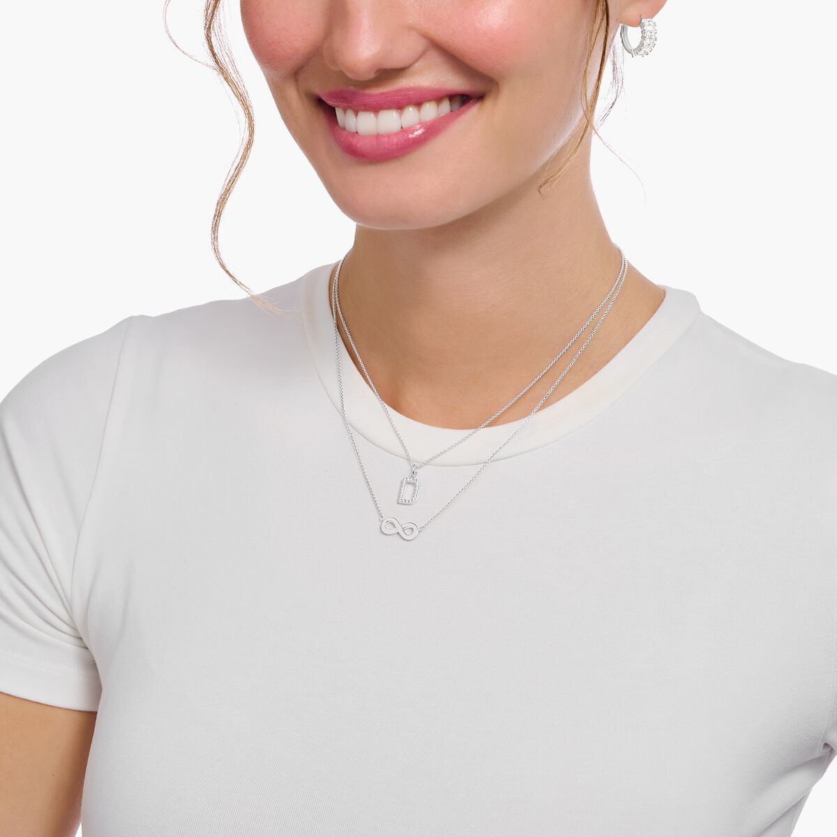 Silver necklace with letter pendant Y and white zirconia
