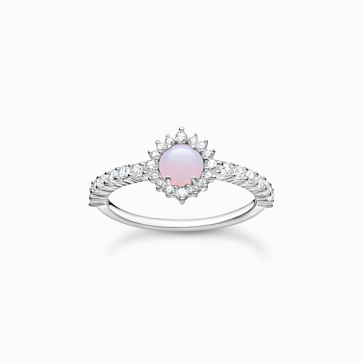 Ring opal-coloured stone shimmering pink
