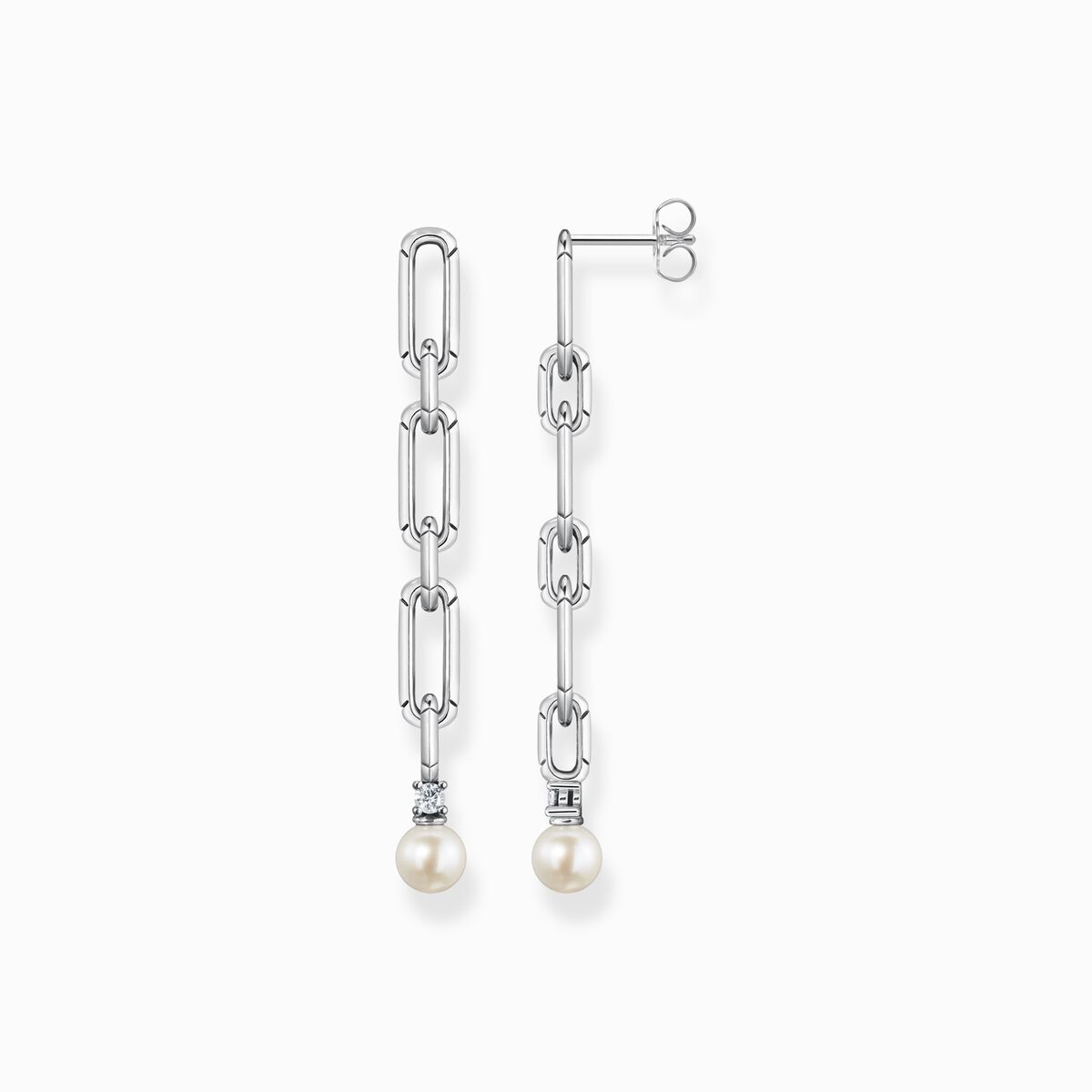 Earring links with pearl silver