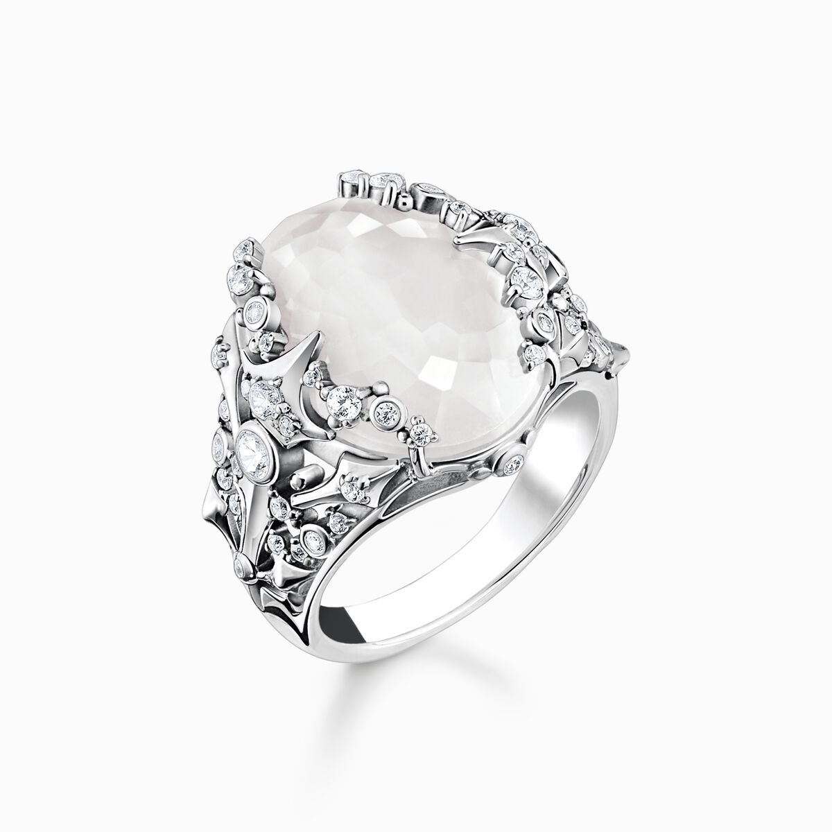 Ring milky quartz silver