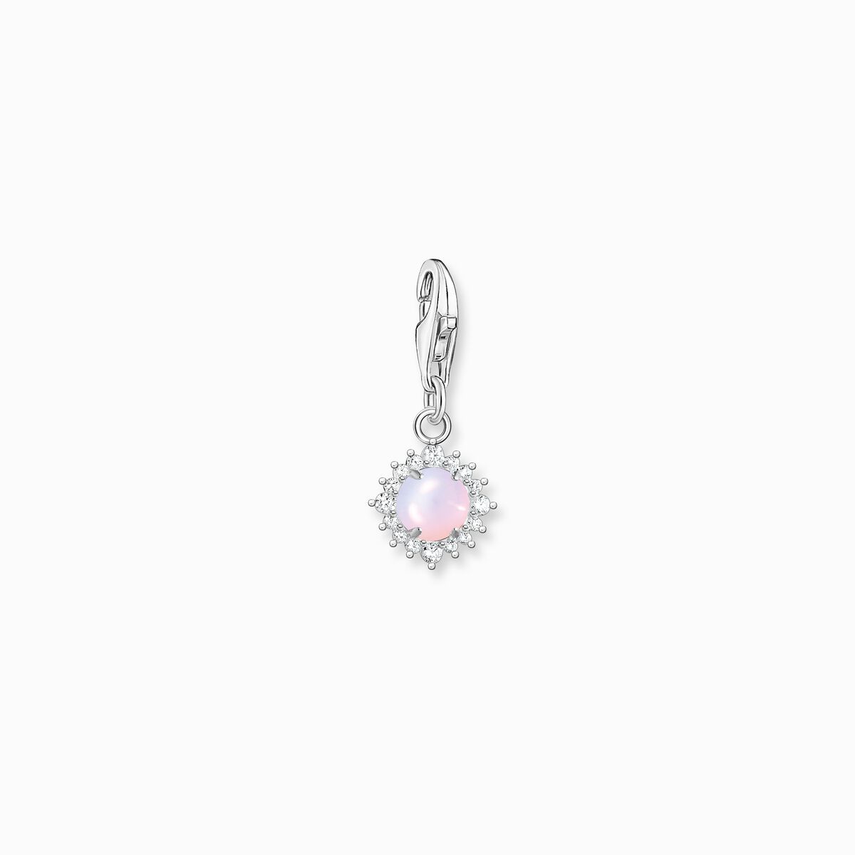 Charm pendant opal-coloured stone shimmering pink