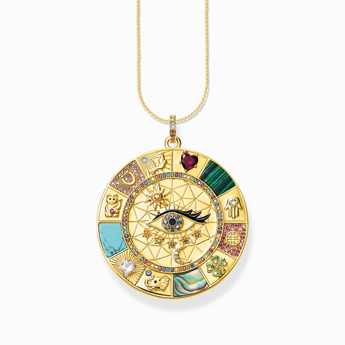 Jewellery set necklace with fortune symbols gold