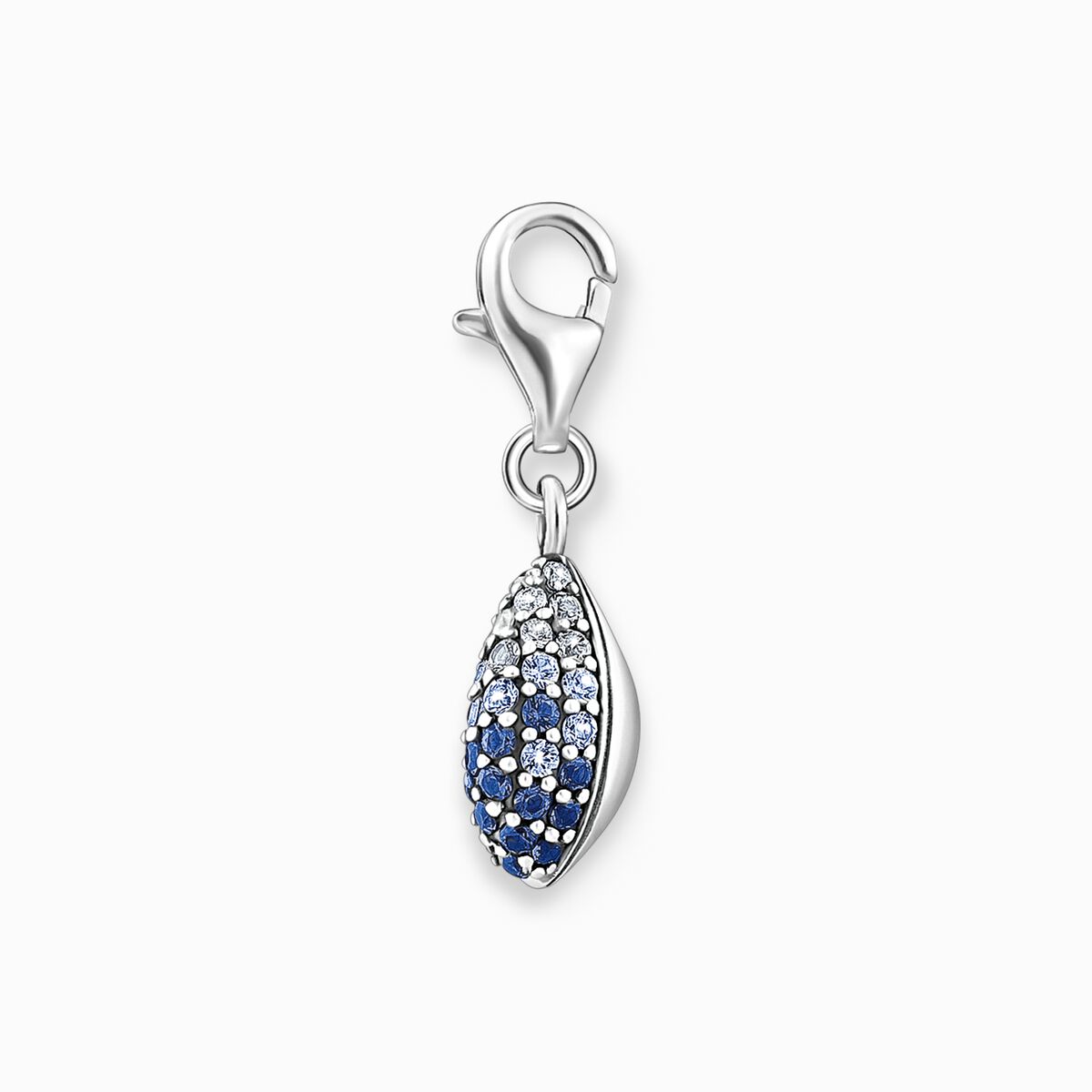 Charm pendant shell with blue stones silver