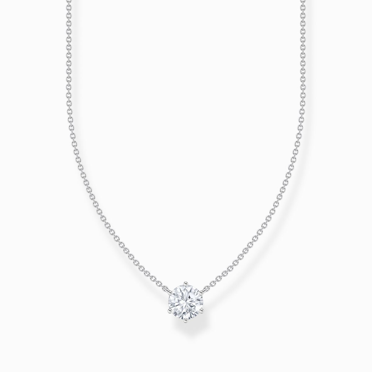 Silver necklace with white zirconia pendant