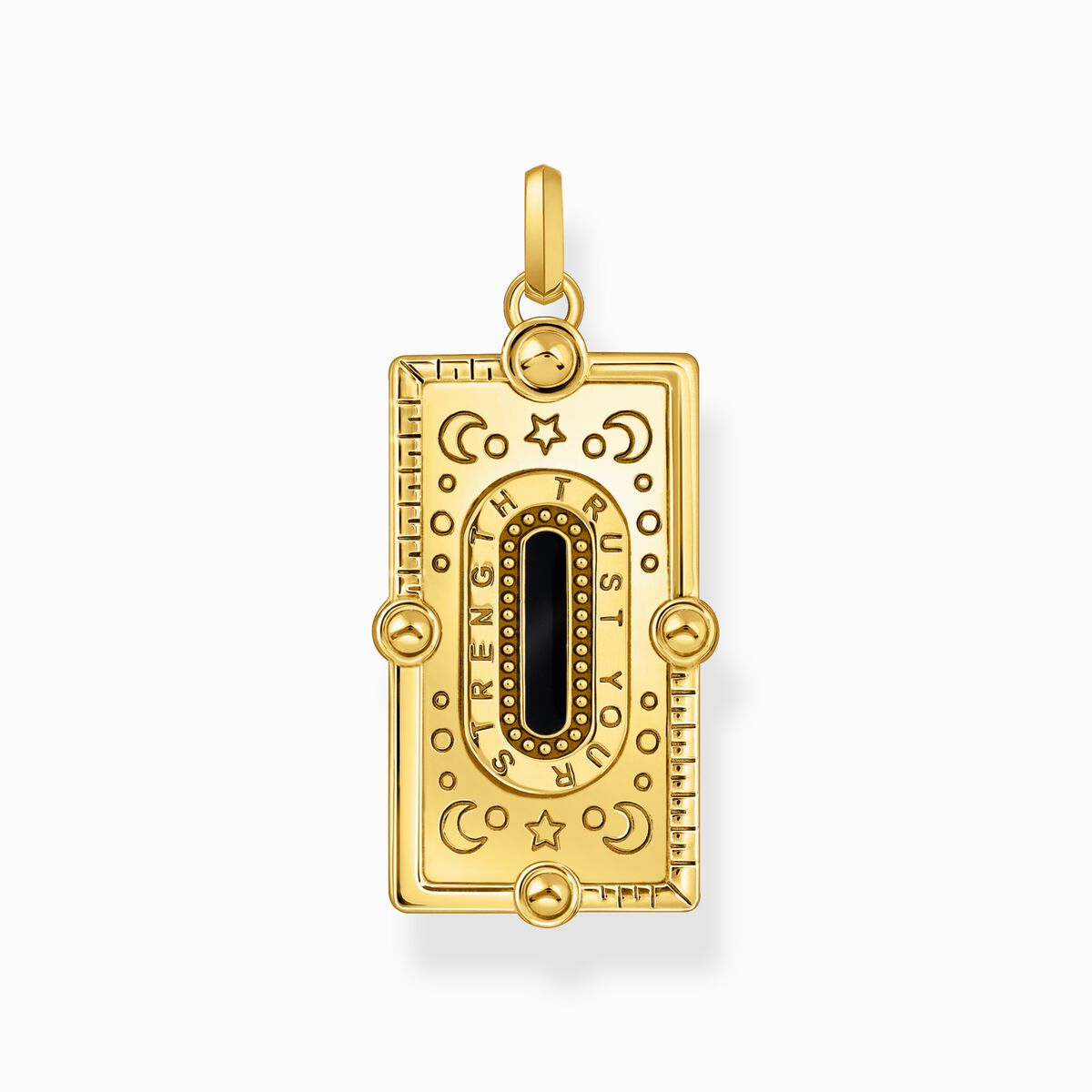 Yellow-gold plated pendant with snake, cold enamel and stones