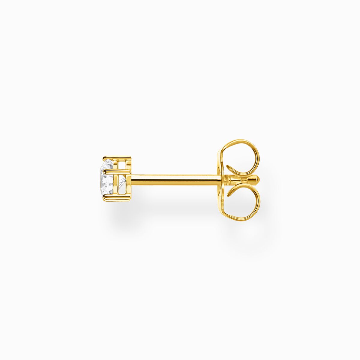 Single ear stud white stone gold