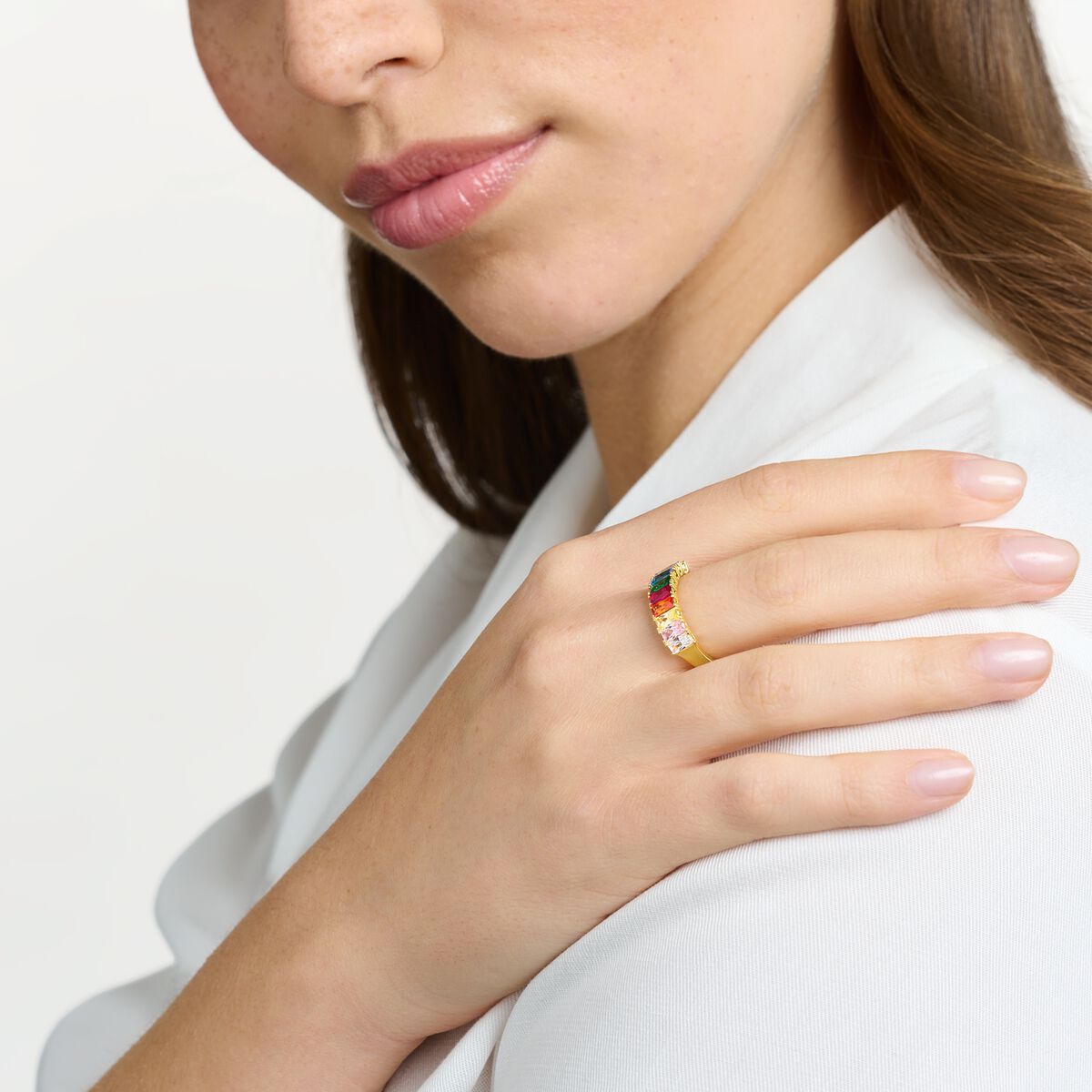 Ring colourful stones gold
