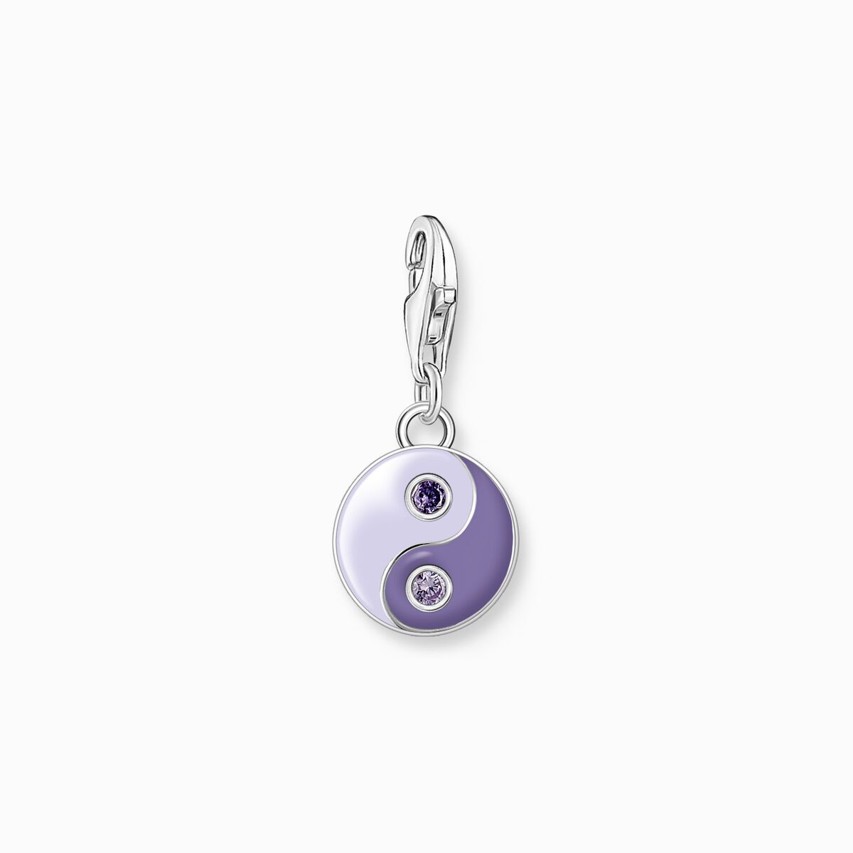 Charm pendant purple yin & yang silver